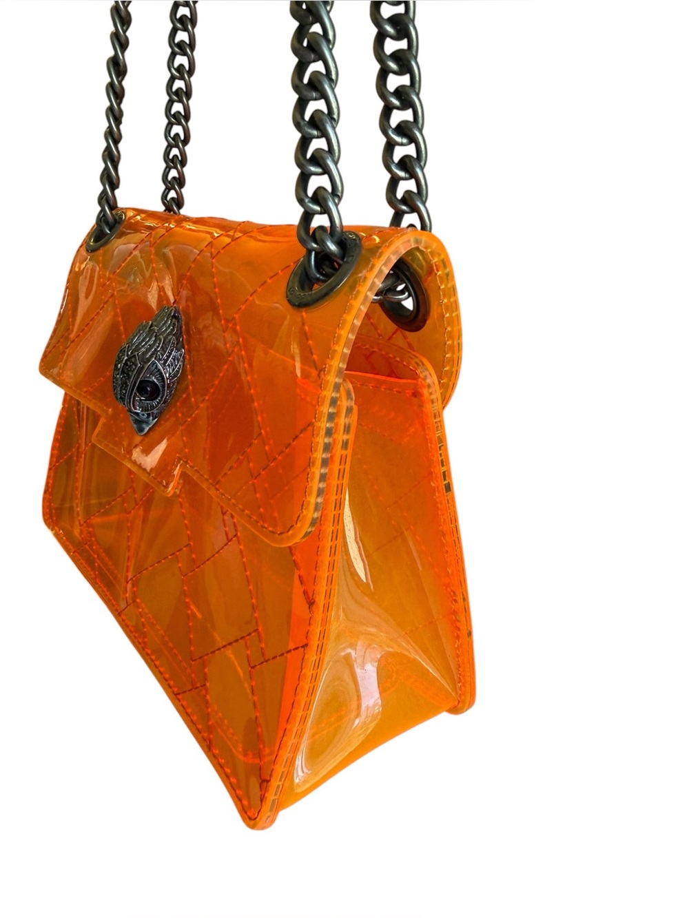 Kurt Geiger London Orange Mini Kensington Vinyl Clear Crossbody Bag - Picture 8 of 17